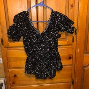 Shien Black and White polka dot top